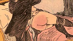 Collection of Vintage Erotic Drawings with Antique Cartoon Themes in Retro Style