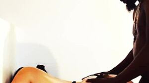 All natural mystic with big ass and tits takes cum load on her back from big black cock