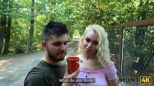 hunt4k blonde enjoys facesitting and doggy style with hunter outdoors
