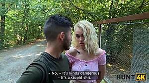 hunt4k blonde enjoys facesitting and doggy style with hunter outdoors