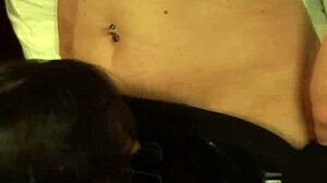 brunette babe licking her lesbian girlfriend's shaved pussy