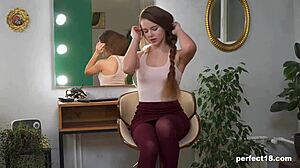 18 teen 18+ playing in front of the mirror 😏