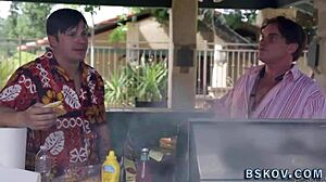 Busty Milf Gets Throated After Feet Worship