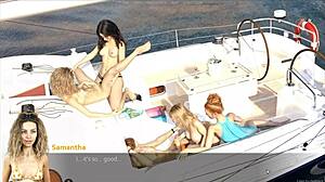 One shot hentai game ep 2 swingers party with ffm and strap dildo lesbian