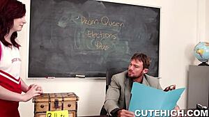 Detailed Punishment Of Wannabe Prom Queen Cheerleader In Garage Scene