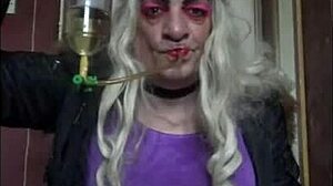 Bisexual crossdresser shares pee taste with lover in public filming
