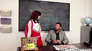 Detailed Punishment Of Wannabe Prom Queen Cheerleader In Garage Scene