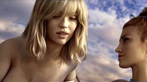 One shot hentai game ep 2 swingers party with ffm and strap dildo lesbian