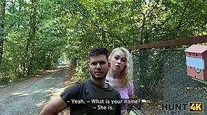 hunt4k blonde enjoys facesitting and doggy style with hunter outdoors