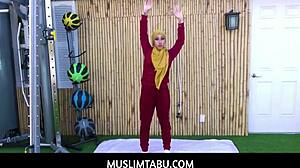 Arab teen wife kira perez cheats with blowjob and fucking her personal trainer while wearing hijab