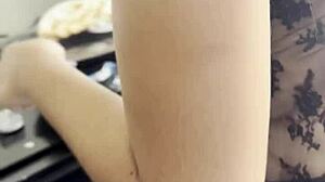 My friend cooks in lingerie and thong