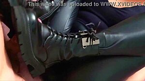 Blonde Woman In Boots With Dildo And Foot Play