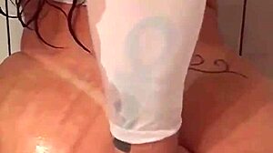 Angel Lima Bathes and Shaves Her Hairless Pussy