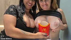 Naked wives at mcdonalds make security beg for sex in drive thru