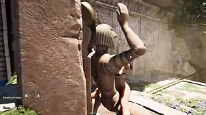 Giant Awakened Statue Roughly Fucks Lara Croft's Tight Ass And Wet Pussy In Ancient Tomb!