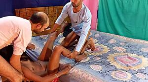 These teen neighbors are fucking the sexy bikini girl in a hot threesome