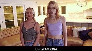 Really Hot Stepsisters Taking Turns Pleasuring Horny Stepbrothers Cock