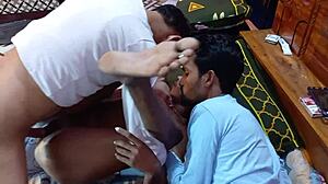 These teen neighbors are fucking the sexy bikini girl in a hot threesome