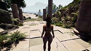 Giant Awakened Statue Roughly Fucks Lara Croft's Tight Ass And Wet Pussy In Ancient Tomb!