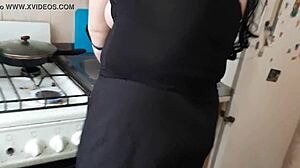 While stepmom cooks, girlfriend licks my pussy