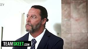 Private show with two stepmoms and their stepsons in front of a friend.