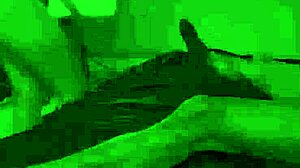 blonde beauty backstage jerking off a well-endowed guy until he cums deliciously