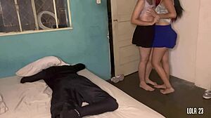 The Lesbians Surprised Her Brother With An Anal Threesome