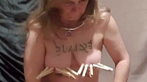 slave tries vibrators in degrading self-session