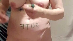 slave tries vibrators in degrading self-session