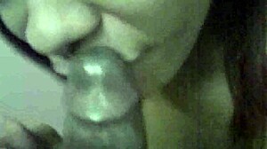 Dr. Terra Del Rio gives a teasing blowjob in the bathroom, ending with a cumshot and swallow.