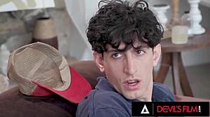 Redhead milf stepmom catches stepson masturbating and finishes