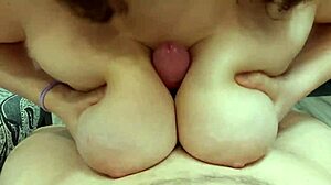 feeling oiled tits during titjob leading to cum on boobs