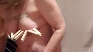 slave tries vibrators in degrading self-session