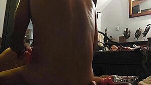 1082 - amateur french slut rose satin set thong and bra heels doggy style blowjob rimming pov