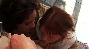 Experienced MILF Teaches Redhead Stepdaughter Deepthroat Techniques