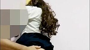 Step-niece teases with short school skirts at home after years