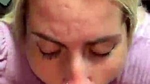 Blonde Amateur Deepthroats Cock Fast, Swallows Cum In Mouthful