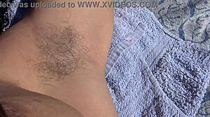 Hairy amateur milf lets man cum on pussy on beach in France!