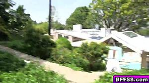 Sexy teen babes explore the forest together