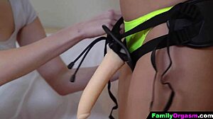 Step fathers exclaim, Watch our stepdaughters play with strapon!