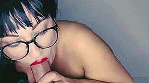 she dives into pov 69 deepthroat blowjob with red lipstick
