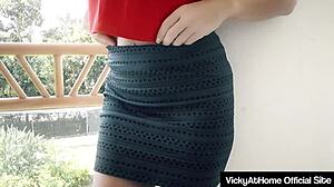 horny vicky vette fingering her pink pussy on the couch, feeling so wet 😍