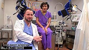 student jackie banes got caught sucking the doctor's cock and got blasted with cum in the hospital