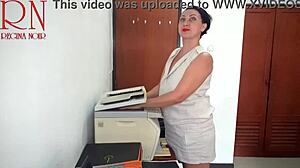 office cam scans stupid secretary's boobs and pussy