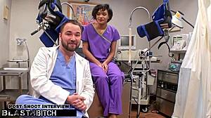 student jackie banes got caught sucking the doctor's cock and got blasted with cum in the hospital