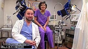 student jackie banes got caught sucking the doctor's cock and got blasted with cum in the hospital