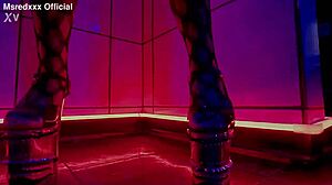 Sensual seduction with oiled body and teasing striptease.