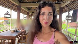 cute girl eating burger with cum on her face in public cafe - cumwalk 😋