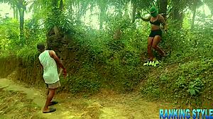 sexy girl in the forest, surrounded by nature and adventure