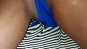 on my way to bed in my blue lingerie to touch myself a little